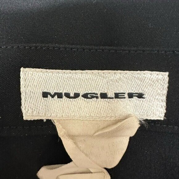 Vtg Mugler Womens 46? Dress Pants Wide Leg Cuffed Pleated Trousers France Black - Picture 5 of 8